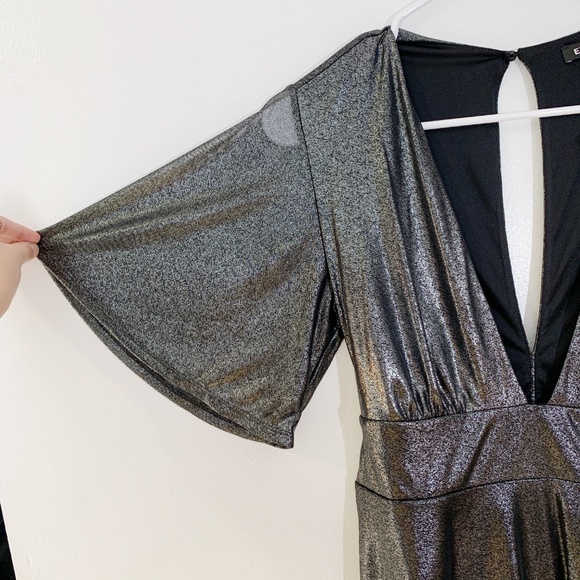 Express Metallic deep Vneck short sleeve blouse - Picture 4 of 8